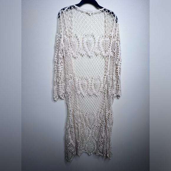 Sky and Sparrow Crochet Duster Midi Cardigan Coverup Festival Boho Beachy L/XL - Picture 7 of 12